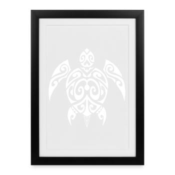 Tortue-2-blanc - Affiche encadrée (27 × 37 cm) - noir - Devant