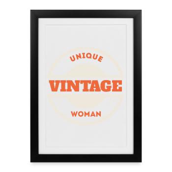 Insigne unique de femme vintage - Affiche encadrée (27 × 37 cm) - noir - Devant