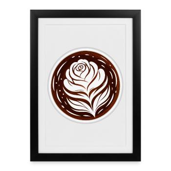 Latte Art Rose Cappuccino Design - Affiche encadrée (27 × 37 cm) - noir - Devant