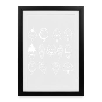 Variété de glaces Look comique - Affiche encadrée (27 × 37 cm) - noir - Devant
