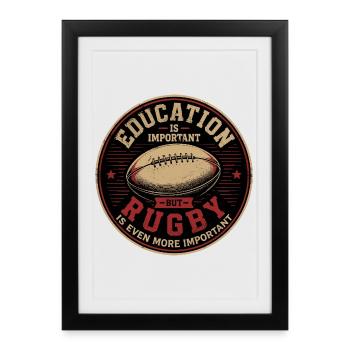 rugby, rugby sport, rugby humour - Affiche encadrée (27 × 37 cm) - noir - Devant