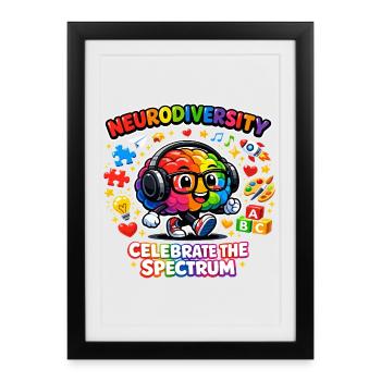 Neurodiversité Autisme Étoiles Enfant - Affiche encadrée (27 × 37 cm) - noir - Devant