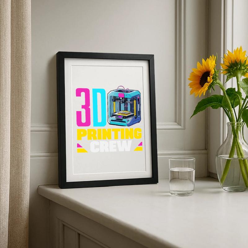 Équipe de robotique spatiale d’impression 3D Crew Maker Drôle Affiche encadrée (27 × 37 cm)