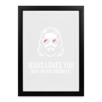 T-shirt préféré de Jesus Loves You - Affiche encadrée (27 × 37 cm) - noir - Devant