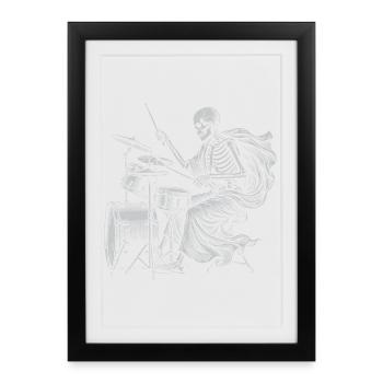 Skeleton Drummer with Cape - Framed poster (27 × 37 cm) - black - Front