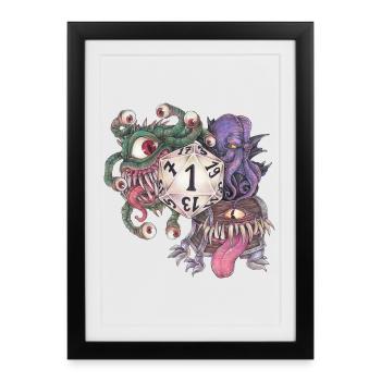 Role Playing Game Tabletop D20 Dice Gift Fail - Framed poster (27 × 37 cm) - black - Front