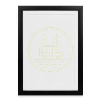 De nature en camping-car - Affiche encadrée (27 × 37 cm) - noir - Devant