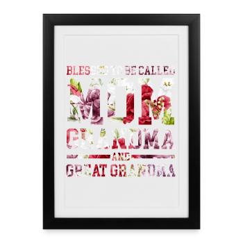 Floral MOM Grandma Design Great Grandma - Framed poster (27 × 37 cm) - black - Front
