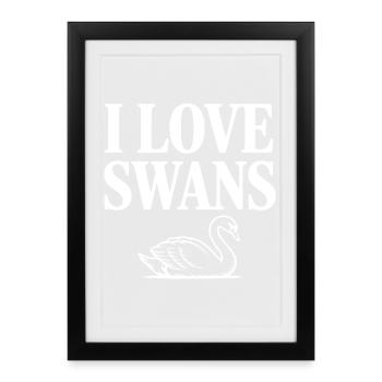 Ich liebe Schwäne - Gerahmtes Poster (27 × 37 cm) - Schwarz - Vorne