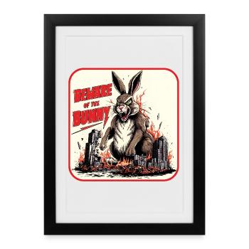 Warning about the Horror Bunny - Framed poster (27 × 37 cm) - black - Front