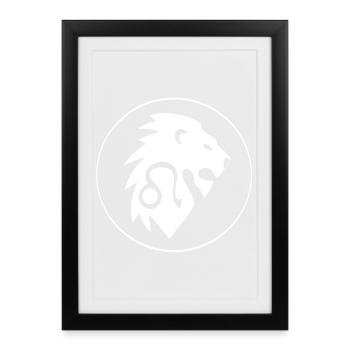 Leo Star Sign (White) - Framed poster (27 × 37 cm) - black - Front