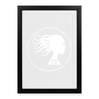 Signe astrologique de la vierge (blanc) - Affiche encadrée (27 × 37 cm) - noir - Devant