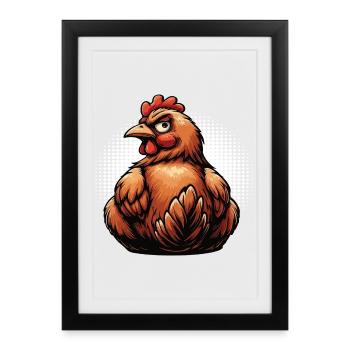 Poulets Poulet Amoureux des poules Coq Propriétaire de poulets - Affiche encadrée (27 × 37 cm) - noir - Devant