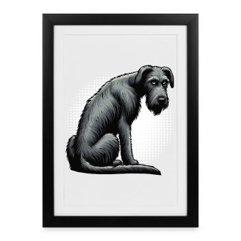 Lévrier irlandais Lévrier Propriétaire de chien de lévrier Fan de chien de loup - Affiche encadrée (27 × 37 cm) - noir - Devant