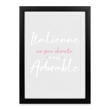 Italienne Un Peu Chiante Mais Adorable T-Shirt ... - Affiche encadrée (27 × 37 cm) - noir - Devant