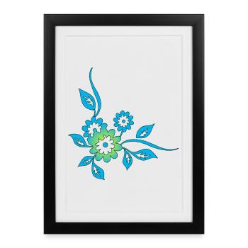 Fleurs bleues - Affiche encadrée (27 × 37 cm) - noir - Devant