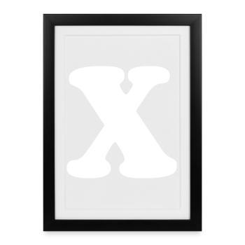 Large X Style Print | Letter X | X Logo - Framed poster (27 × 37 cm) - black - Front