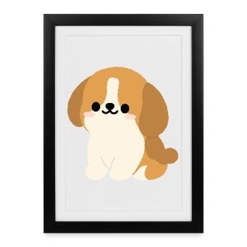 Charmant Épagneu - Affiche encadrée (27 × 37 cm) - noir - Devant
