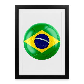 BRAZIL'S FLAG ON A FOOTBALL - Framed poster (27 × 37 cm) - black - Front