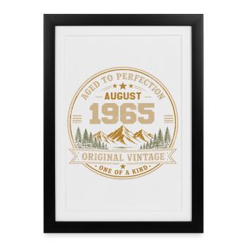 Août 1965 Anniversaire Original Vintage Montagne - Affiche encadrée (27 × 37 cm) - noir - Devant