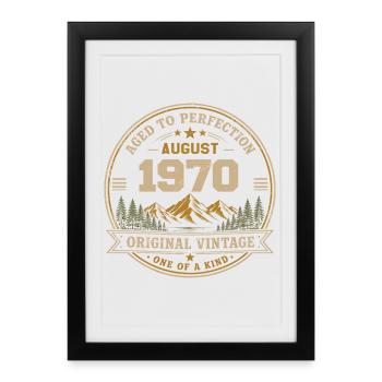 Août 1970 Anniversaire Original Vintage Montagne - Affiche encadrée (27 × 37 cm) - noir - Devant