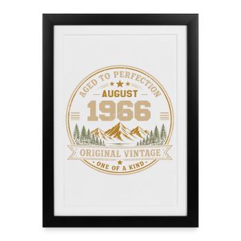 Août 1966 Anniversaire Original Vintage Montagne - Affiche encadrée (27 × 37 cm) - noir - Devant