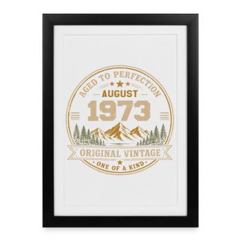Août 1973 Anniversaire Original Vintage Montagne - Affiche encadrée (27 × 37 cm) - noir - Devant