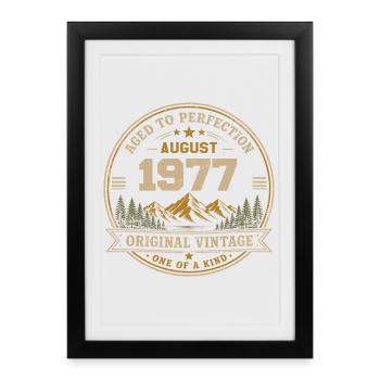 Août 1977 Anniversaire Original Vintage Montagne - Affiche encadrée (27 × 37 cm) - noir - Devant