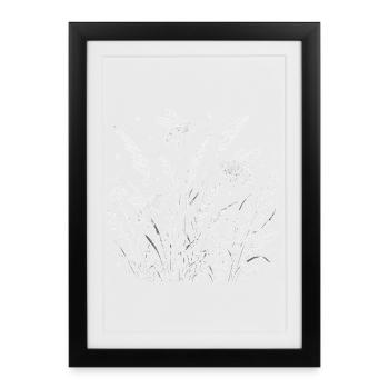 Bees in wild grass line style - Framed poster (27 × 37 cm) - black - Front