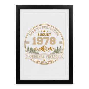 Août 1978 Anniversaire Original Vintage Montagne - Affiche encadrée (27 × 37 cm) - noir - Devant