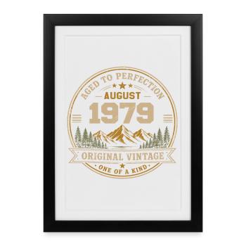 Août 1979 Anniversaire Original Vintage Montagne - Affiche encadrée (27 × 37 cm) - noir - Devant