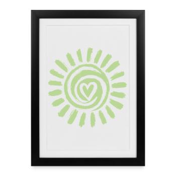 Vert Cœur Spirale Soleil - Affiche encadrée (27 × 37 cm) - noir - Devant