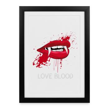 vampire dracula sang sexy bouche Halloween horreur lol - Affiche encadrée (27 × 37 cm) - noir - Devant