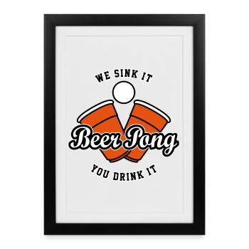 Beer Pong Logo IV - Affiche encadrée (27 × 37 cm) - noir - Devant