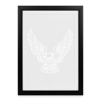 Eagle made of simple lines - design - Framed poster (27 × 37 cm) - black - Front