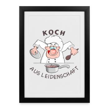 Cuisinier amateur - cuisinier - passe-temps - Affiche encadrée (27 × 37 cm) - noir - Devant