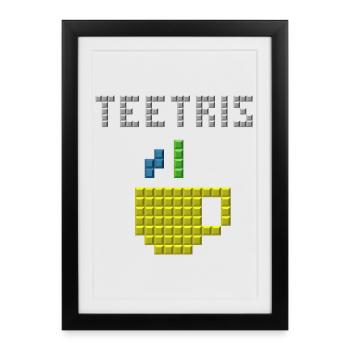 Gaming Teetris Pixel Retro Vintage Game Funny - Framed poster (27 × 37 cm) - black - Front