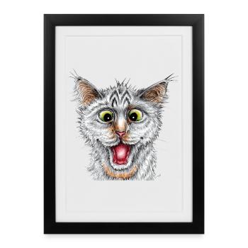 Happy Cat - Framed poster (27 × 37 cm) - black - Front