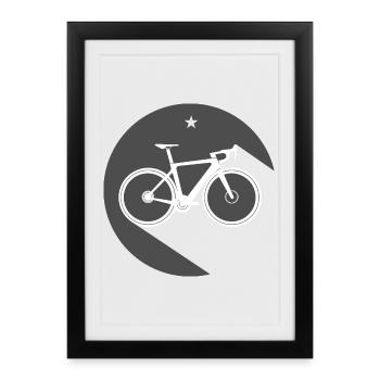 Road Bike Logo Bicycle Gravel Tour Symbol icon - Framed poster (27 × 37 cm) - black - Front