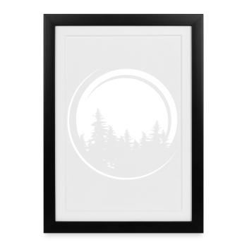 Symbole de forêt lunaire Logo du symbole de la forêt de sapin - Affiche encadrée (27 × 37 cm) - noir - Devant