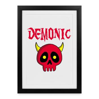 Manga demon skull - Framed poster (27 × 37 cm) - black - Front
