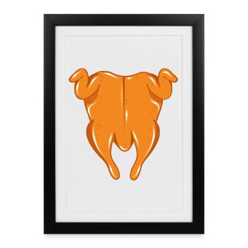 délicieux poulet rôti juteux fraîchement sorti du four - Affiche encadrée (27 × 37 cm) - noir - Devant