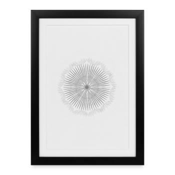 mandala très délicat à base de graines de pissenlit - Affiche encadrée (27 × 37 cm) - noir - Devant