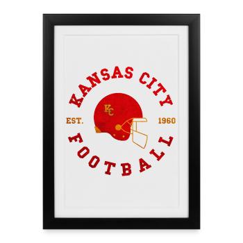 Conception du football de Kansas City - EST 1960 - Affiche encadrée (27 × 37 cm) - noir - Devant