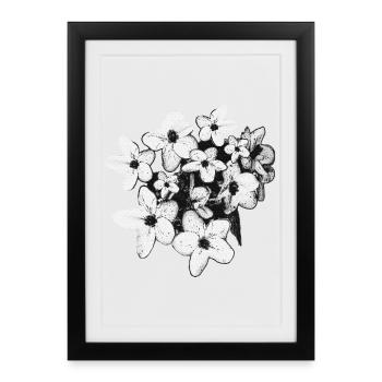 Look printanier, découpe florale noir et blanc - Affiche encadrée (27 × 37 cm) - noir - Devant