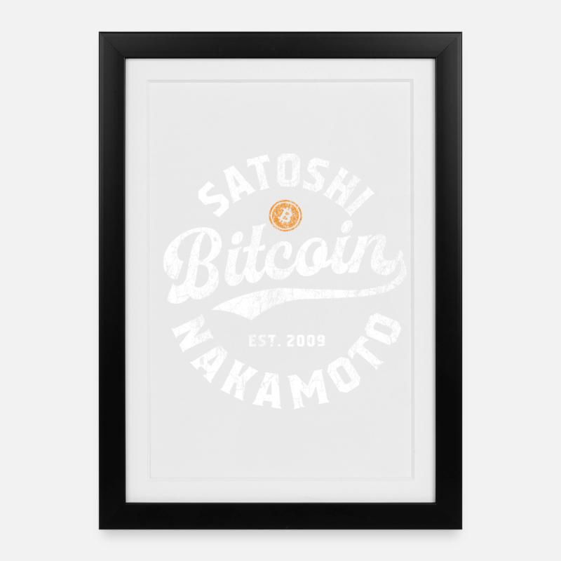 Bitcoin Satoshi Nakamoto - Affiche encadrée (27 × 37 cm) - noir