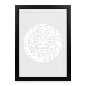 White Polynesian skull - Framed poster (27 × 37 cm) - black - Front
