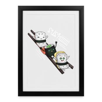 Sushi sled - Framed poster (27 × 37 cm) - black - Front