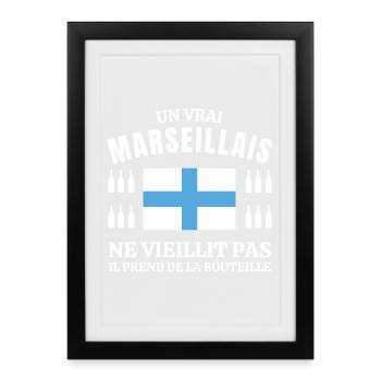Marseille, Marseille humour, je suis Marseillais - Affiche encadrée (27 × 37 cm) - noir - Devant
