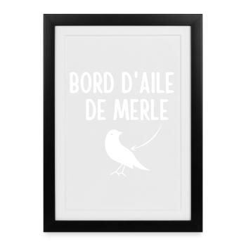 Merle, expression, bord d'aile de merle - Affiche encadrée (27 × 37 cm) - noir - Devant